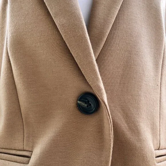 Tan Blazer Womens Small Long Sleeve Forever 21 Work Office Business Casual Fall - Picture 10 of 16